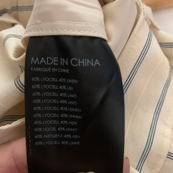 CLUB MONACO PANT STRIPED A-LINED HIGH WAISTED WIDE LEG CULOTTES CROP CREAM PANT - Picture 14 of 16